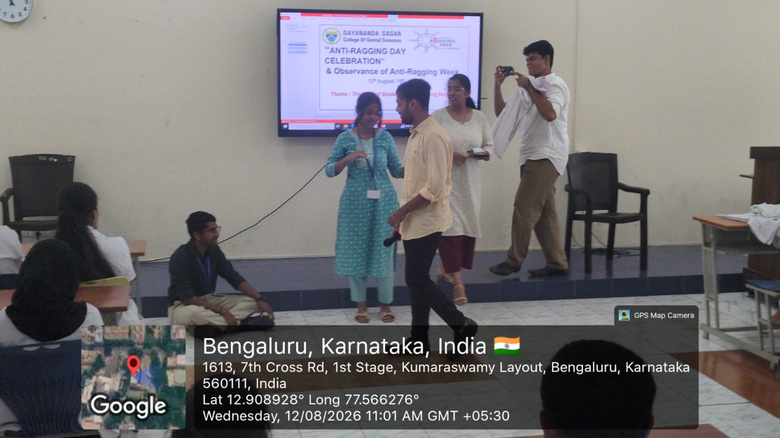 Students capturing moments during the Anti-Ragging event